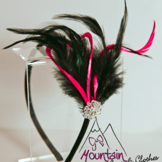 Black & Pink Feather Headband