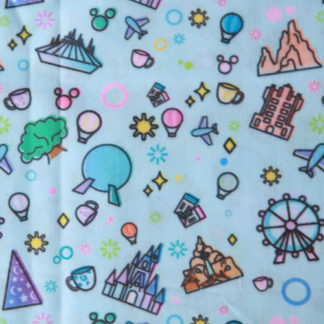 Disney Parks Icons on Blue Fun Bun