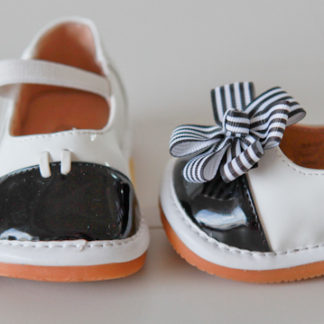 Black & White Pinwheel Add-A-Bow Squeaky Shoes